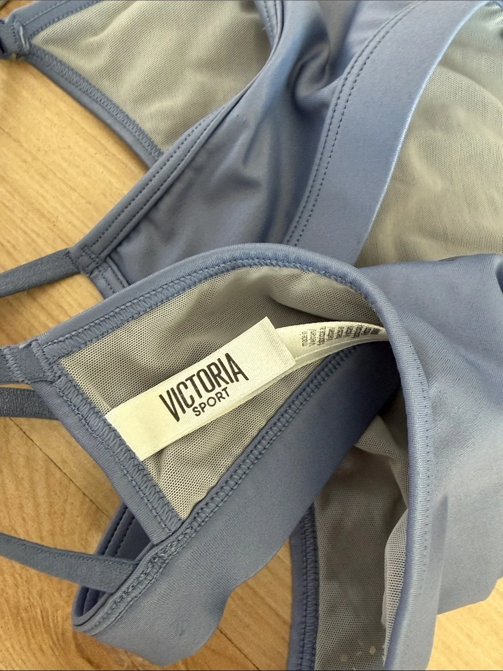 Women’s Laser-Cut Strappy Bralette - Gray & Blue